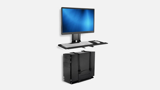 Mount-It! Monitor and Keyboard Wall Mount with CPU Holder Black