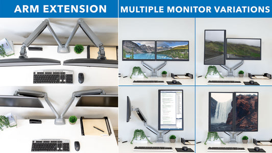 Mount-It! Dual Monitor Mount With Gas Spring Arms Silver