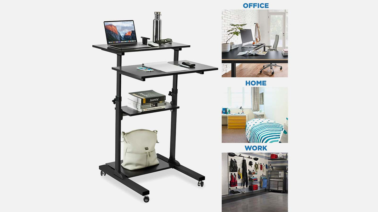 Mount-It! Height Adjustable Rolling Stand up Desk Height Adjustable Rolling Stand up Desk