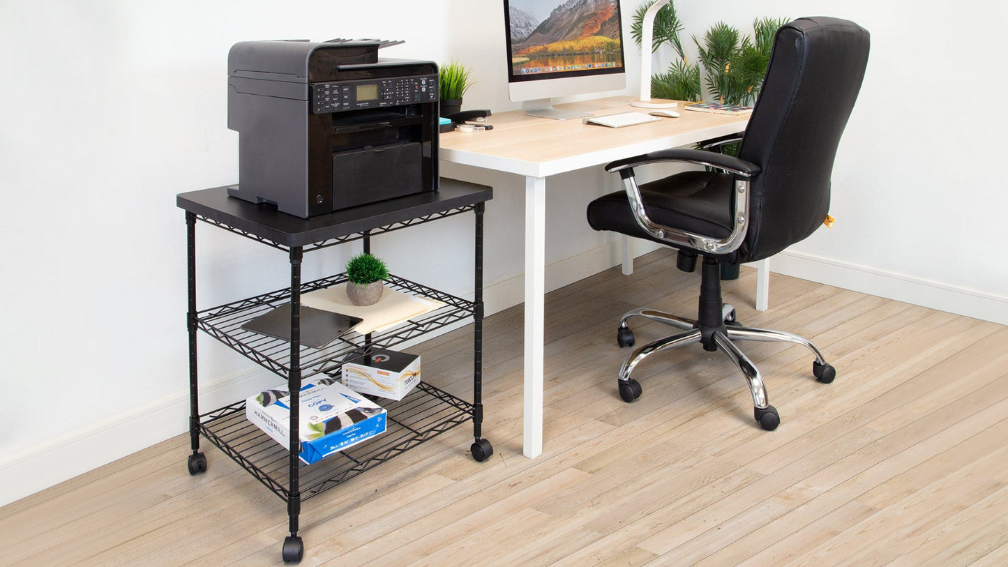 Mount-It! Three-Tier Large Printer Cart with Wheels Three Tier