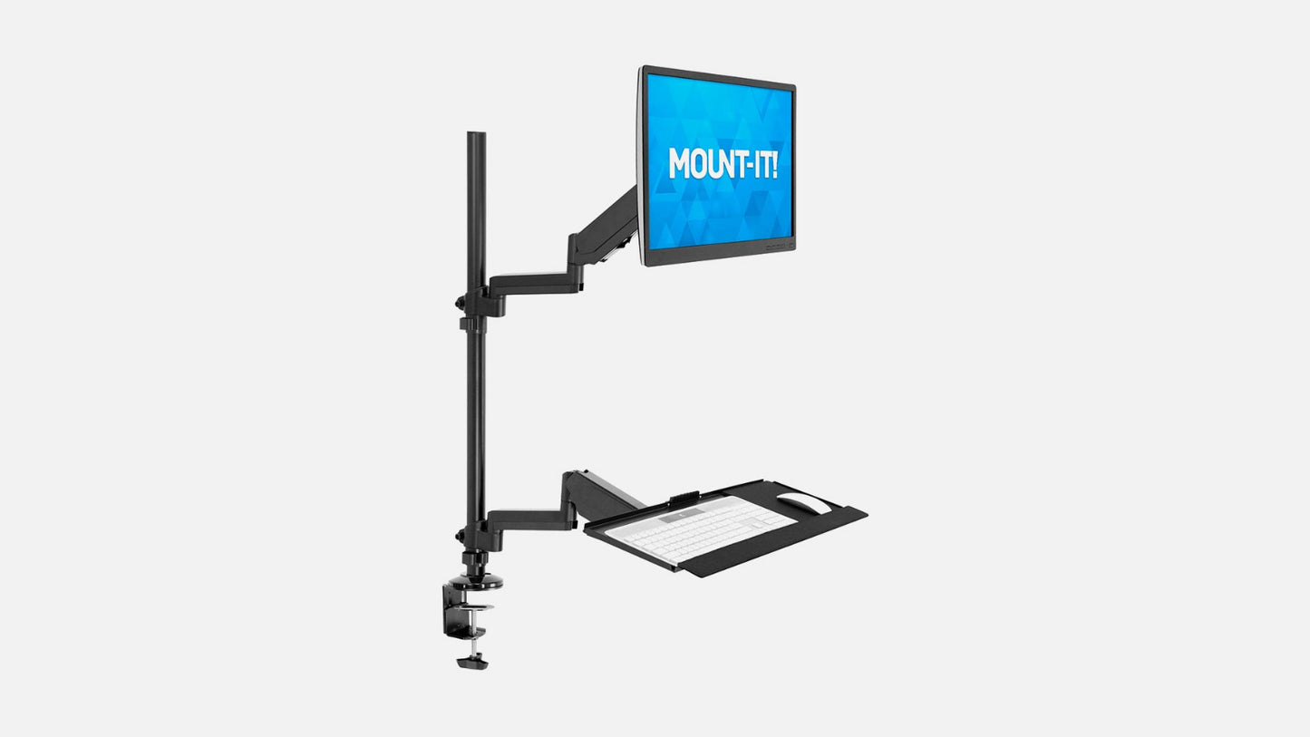 Mount-It! Single Monitor Mount With Gas Spring Arm Black