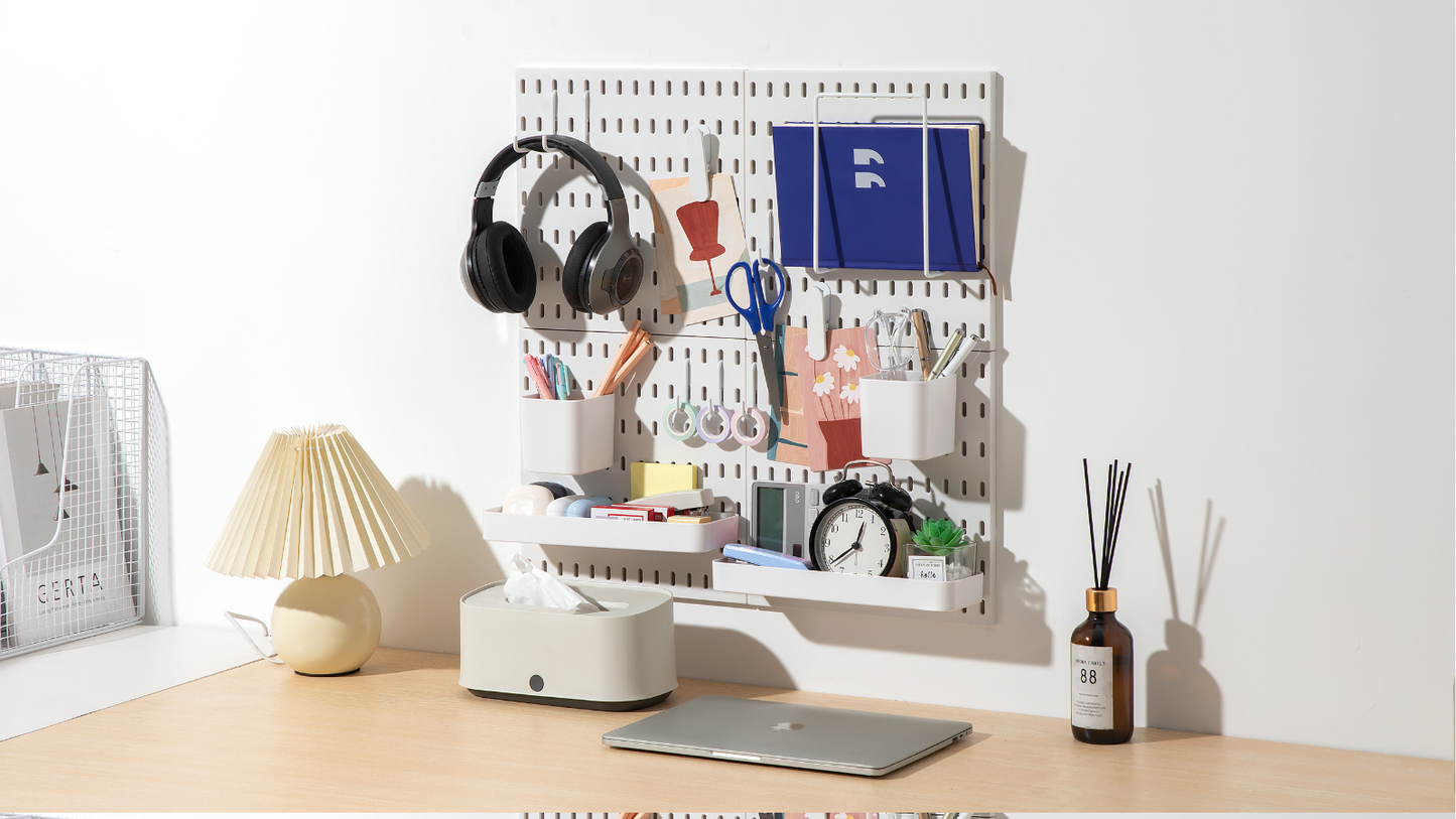 Keepo 4Pcs Pegboard Organizer With Accessories White