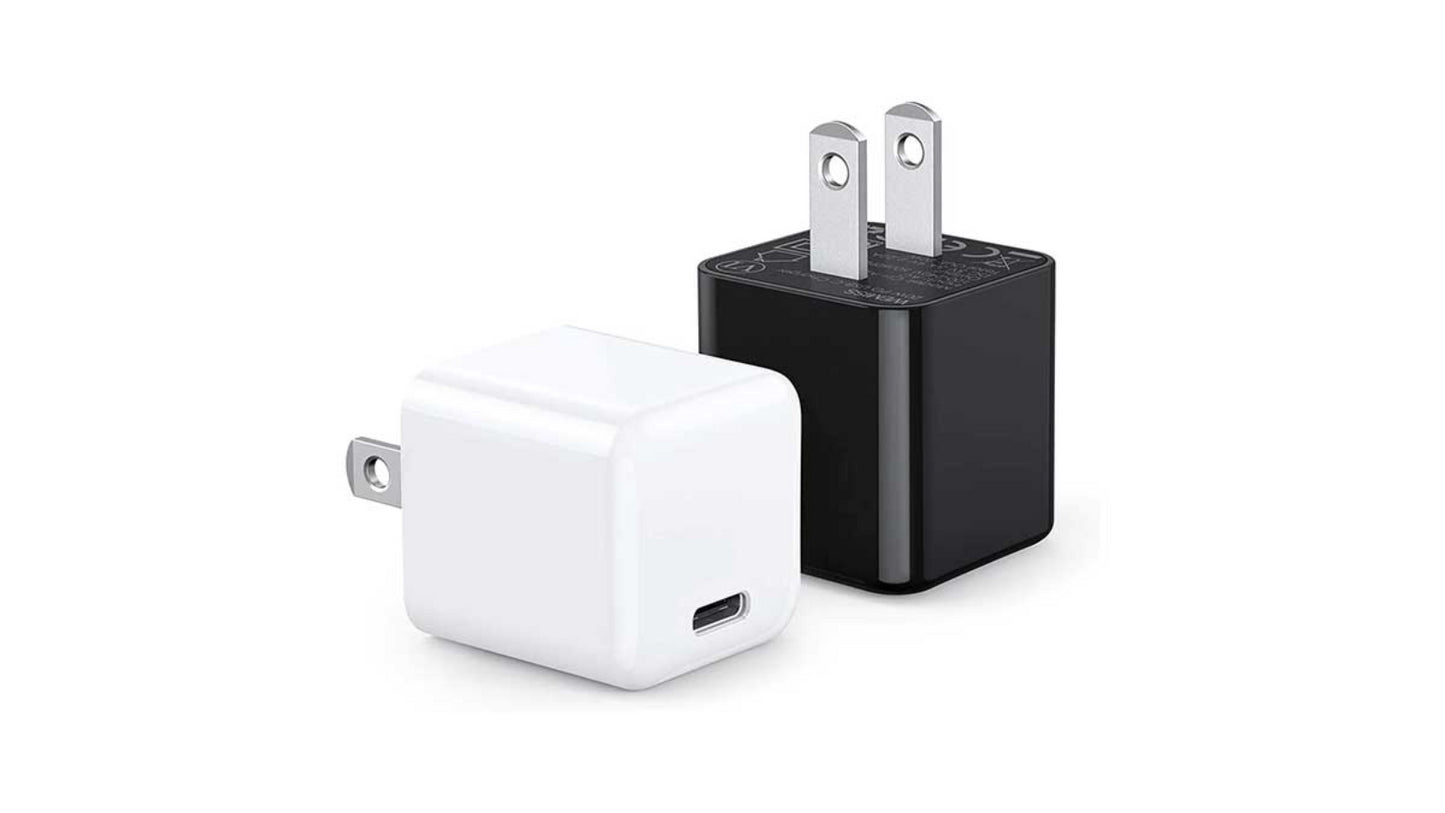 Racktodoor Mini 20W Fast USB-C Wall Chargers 2-Pack Black + White