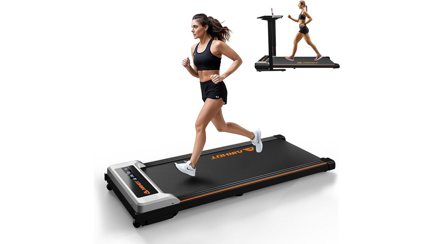 KERDOMWalking Pad Treadmill: Quiet, Portable with Remote Control, LED Display Silver