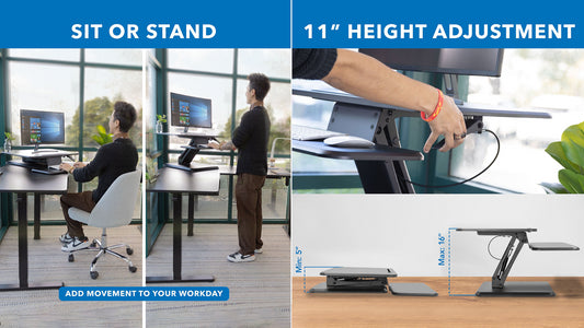 Mount-It! Compact Standing Desk Converter Black