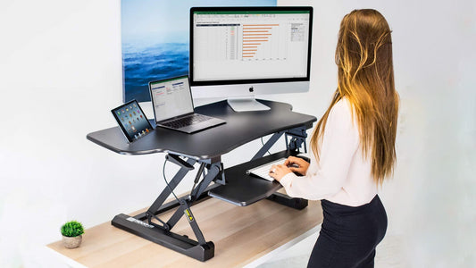 Mount-It! Electric Standing Desk Converter with Large Platform Black