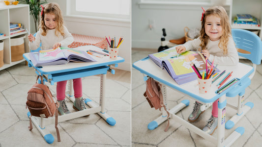 Mount-It! Kids Desk and Chair Set for Ages 3-10 Blue