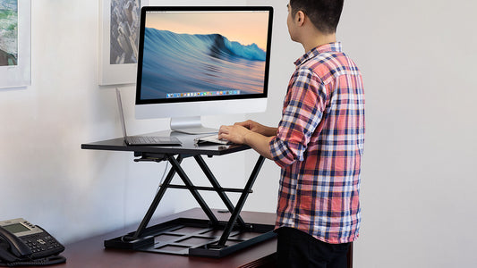 Mount-It! Height Adjustable X-Lift Standing Desk Converter Black