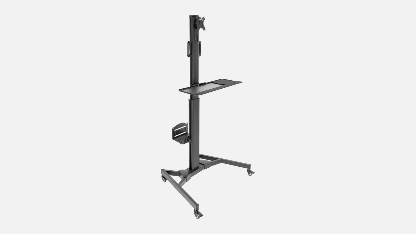 Mount-It! Mobile Standing with Adjustable Keyboard Tray and CPU Holder Black