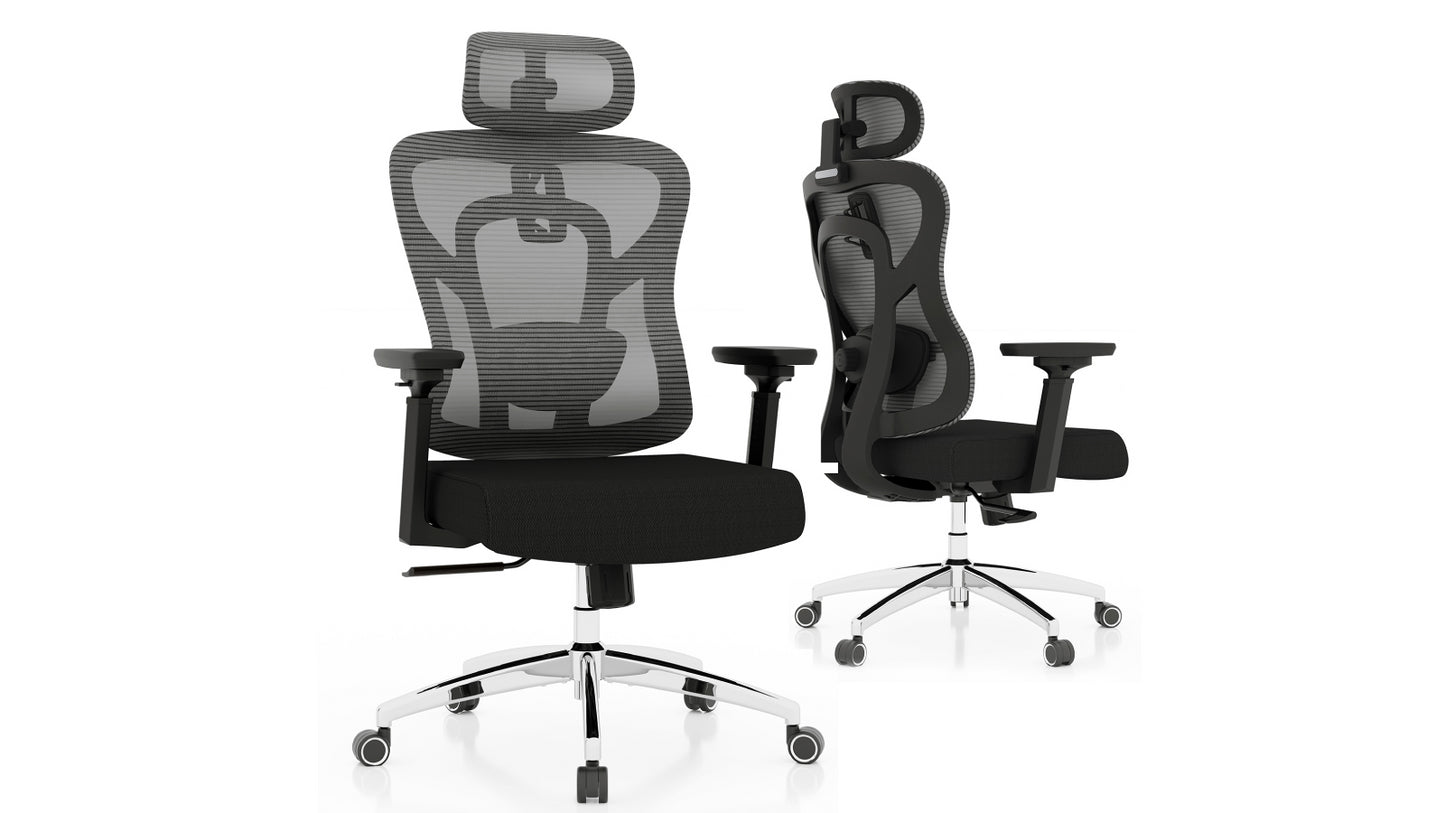 Logicfox Ergonomic Chair Ultra: Adaptive Thoracic Support Black Frame & Sponge Seat