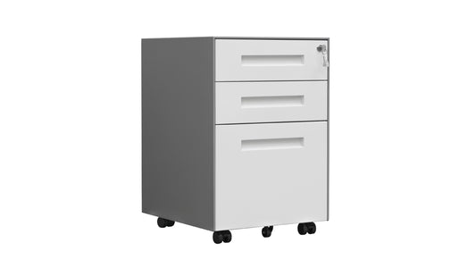 Logicfox Metal File Cabinet: 3 Drawers Maple & White