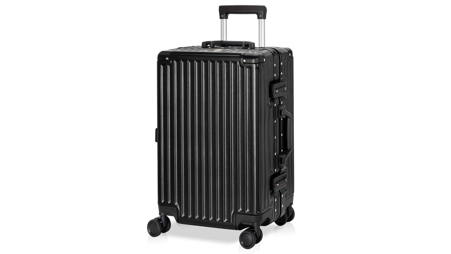 KERDOMCarry On Luggage - Aluminium Frame, PC ABS Hard Shell: TSA Lock, No Zipper, 20in Black