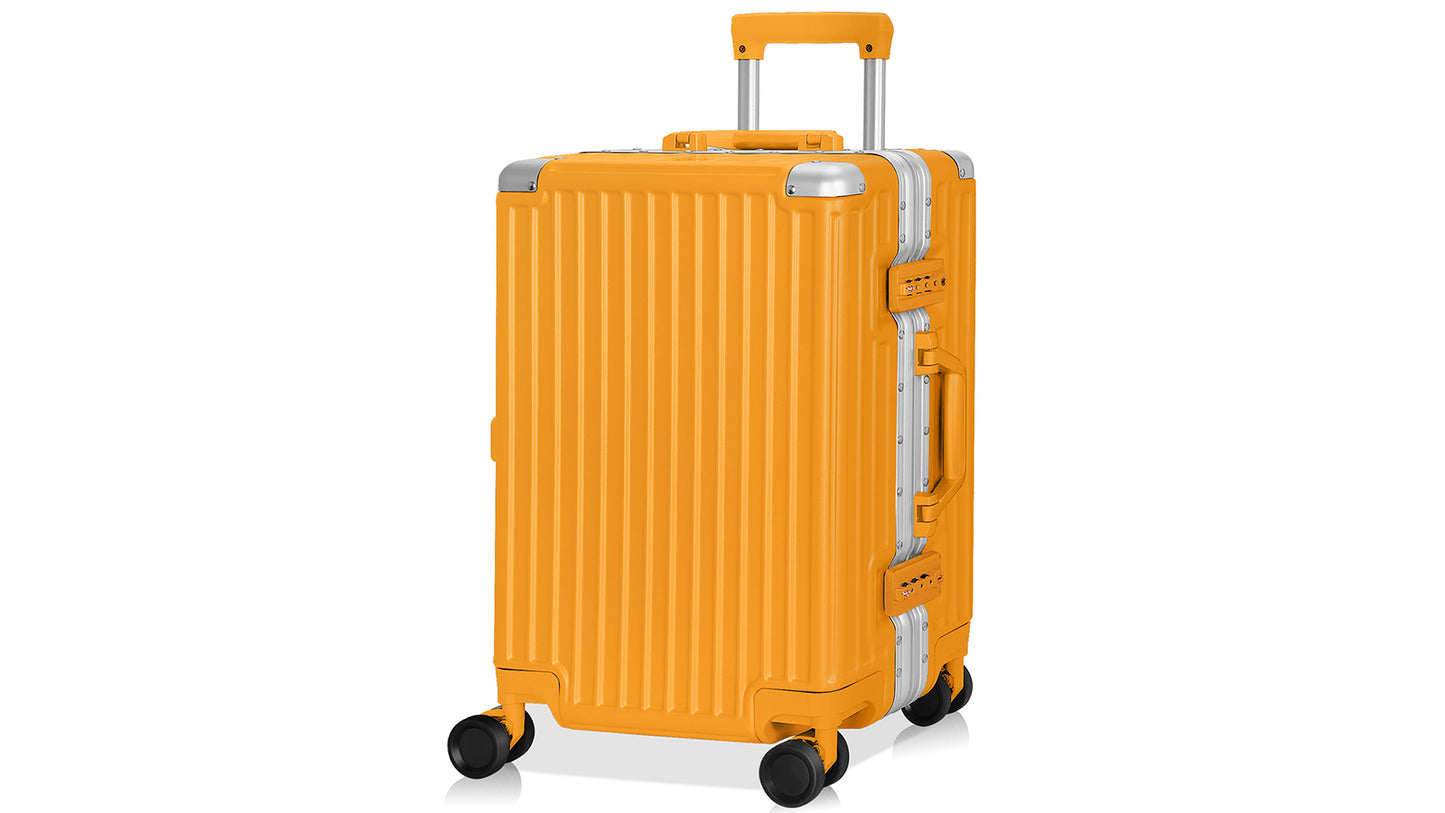 KERDOMCarry On Luggage - Aluminium Frame, PC ABS Hard Shell: TSA Lock, No Zipper, 20in Orange