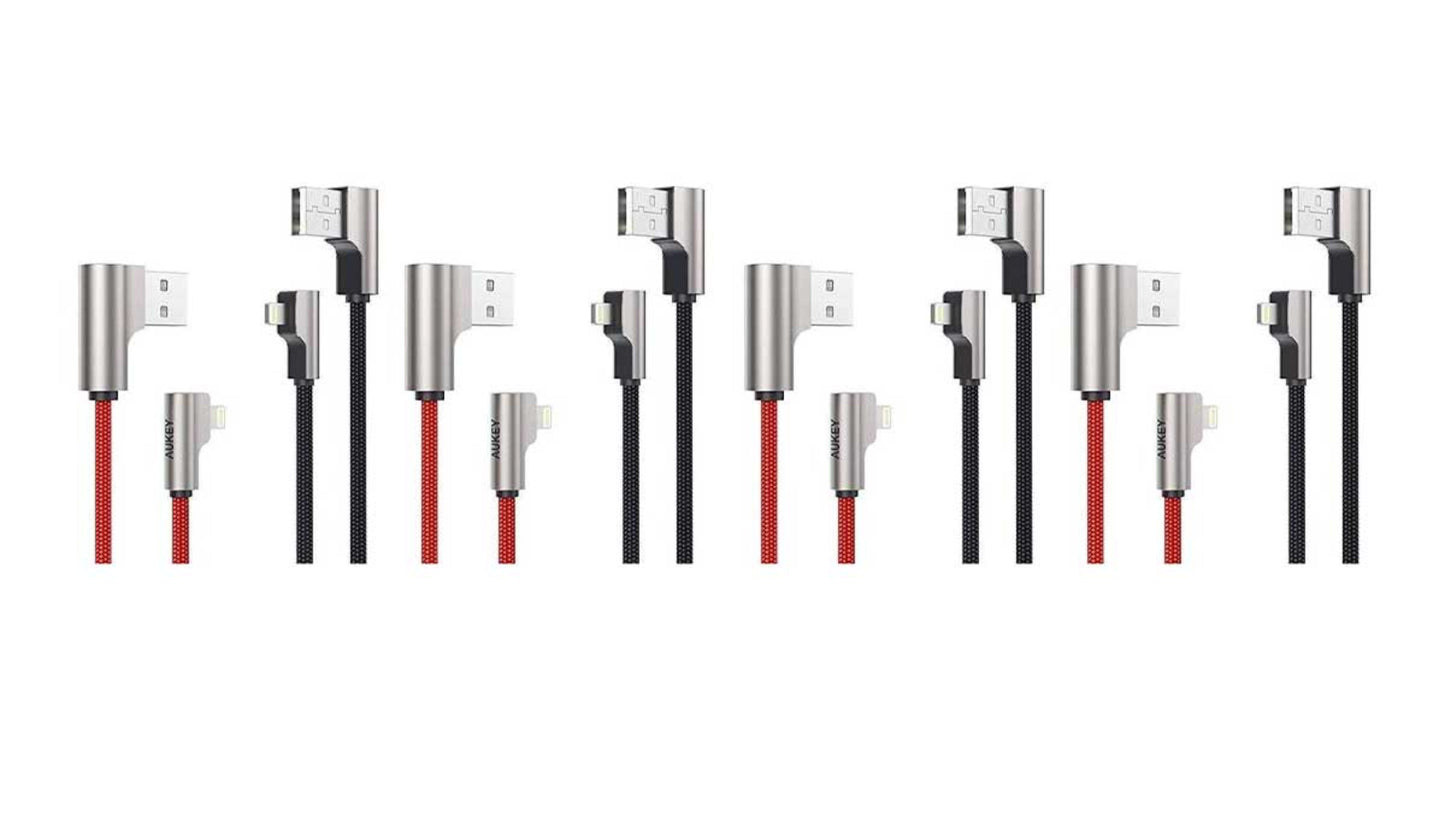 Racktodoor 4-Pack or 8-Pack Lightning to USB-A Right Angle Fast Charging Cables 4 Black + 4 Red