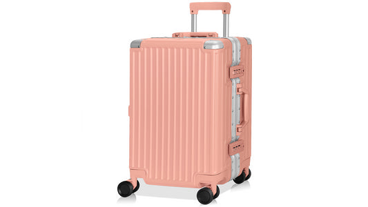 KERDOMCarry On Luggage - Aluminium Frame, PC ABS Hard Shell: TSA Lock, No Zipper, 20in Pink