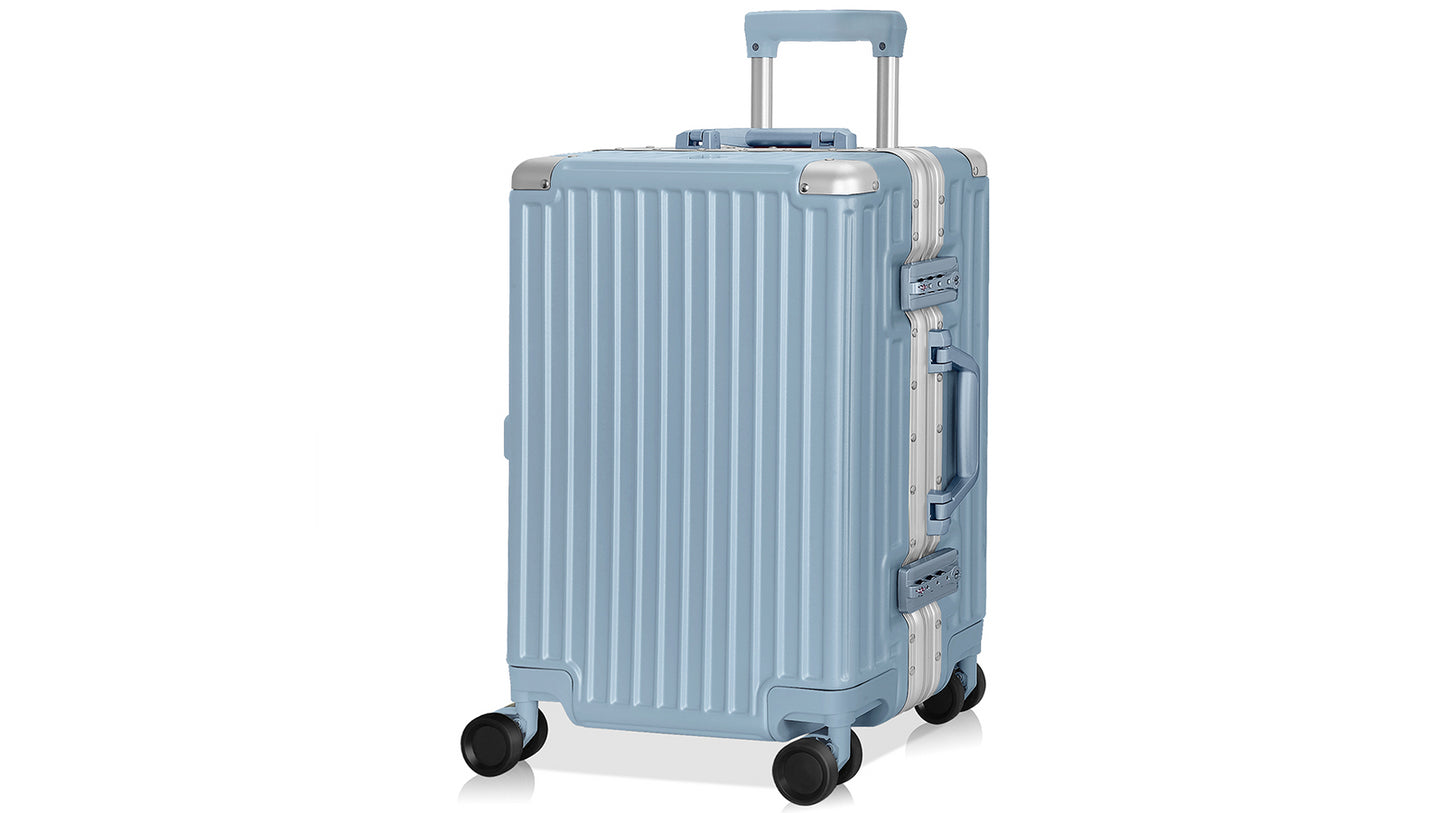 KERDOMCarry On Luggage - Aluminium Frame, PC ABS Hard Shell: TSA Lock, No Zipper, 20in Blue