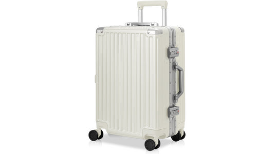 KERDOMCarry On Luggage - Aluminium Frame, PC ABS Hard Shell: TSA Lock, No Zipper, 20in White