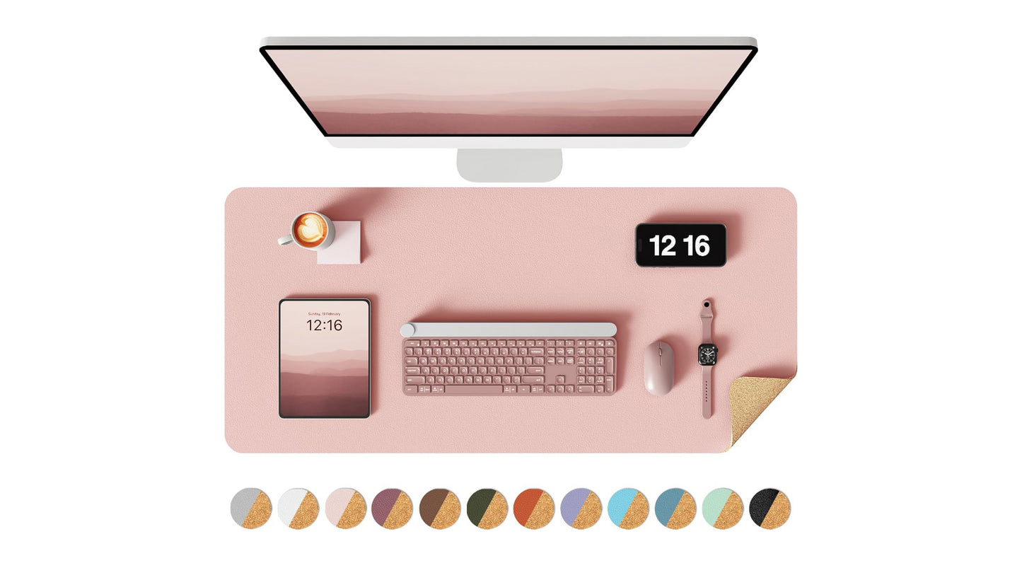 Racktodoor Eco Cork Double-Sided Desk Pad: Waterproof and Easy to Clean Pink - 35.4" x 17"