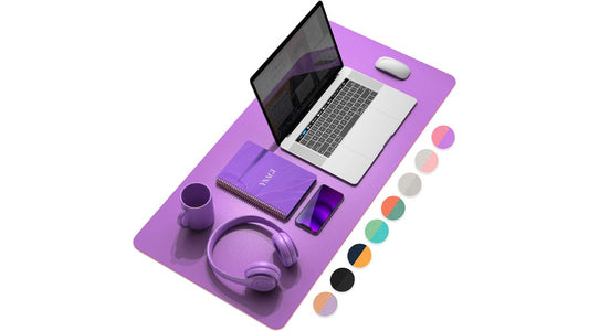 Racktodoor Ultra Thin Waterproof PU Leather Mouse Pad 31.5" x 15.7" Purple + Pink