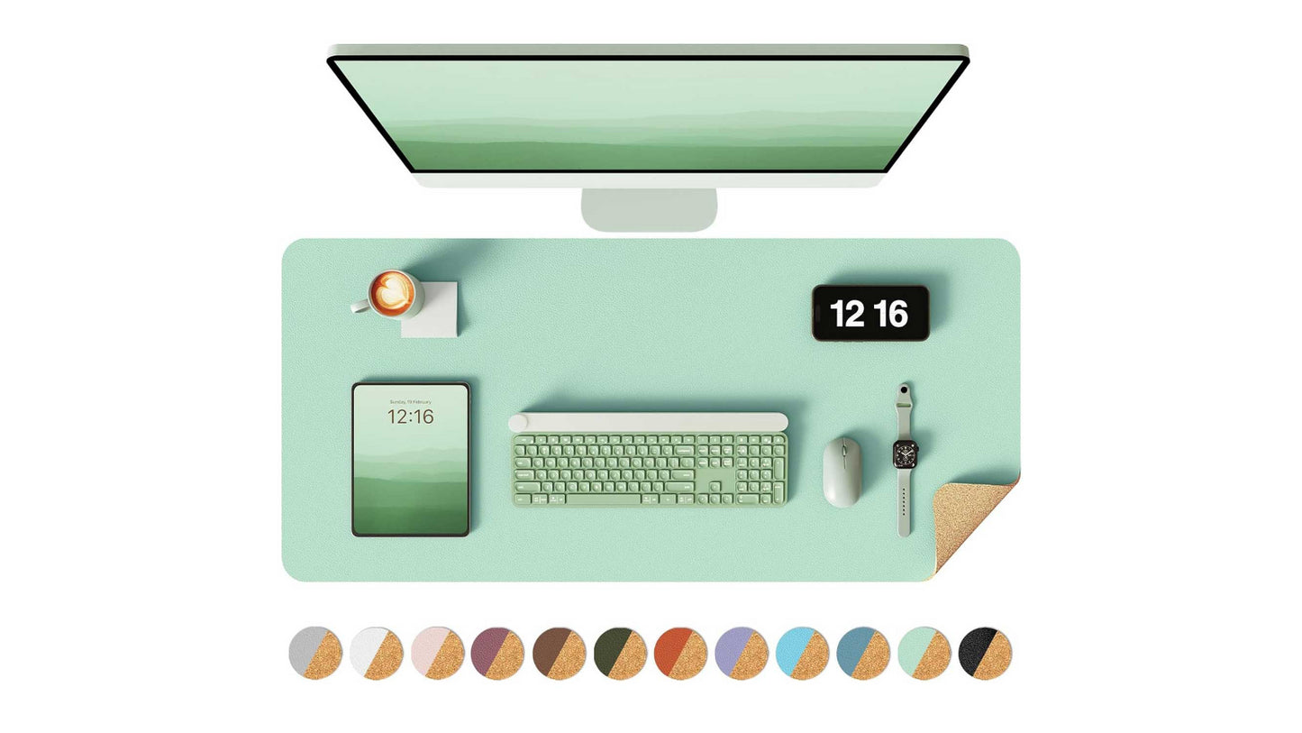 Racktodoor Eco Cork Double-Sided Desk Pad: Waterproof and Easy to Clean Light Green - 35.4" x 17"