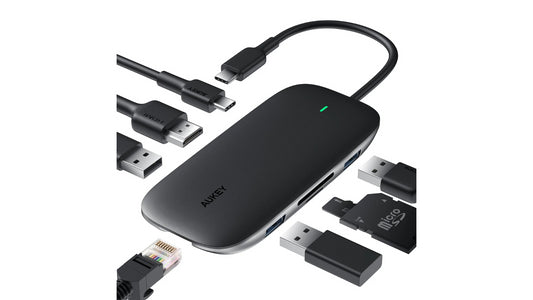 Racktodoor 8-in-1 USB-C Hub: With Ethernet Port, 4K USB C to HDMI Black