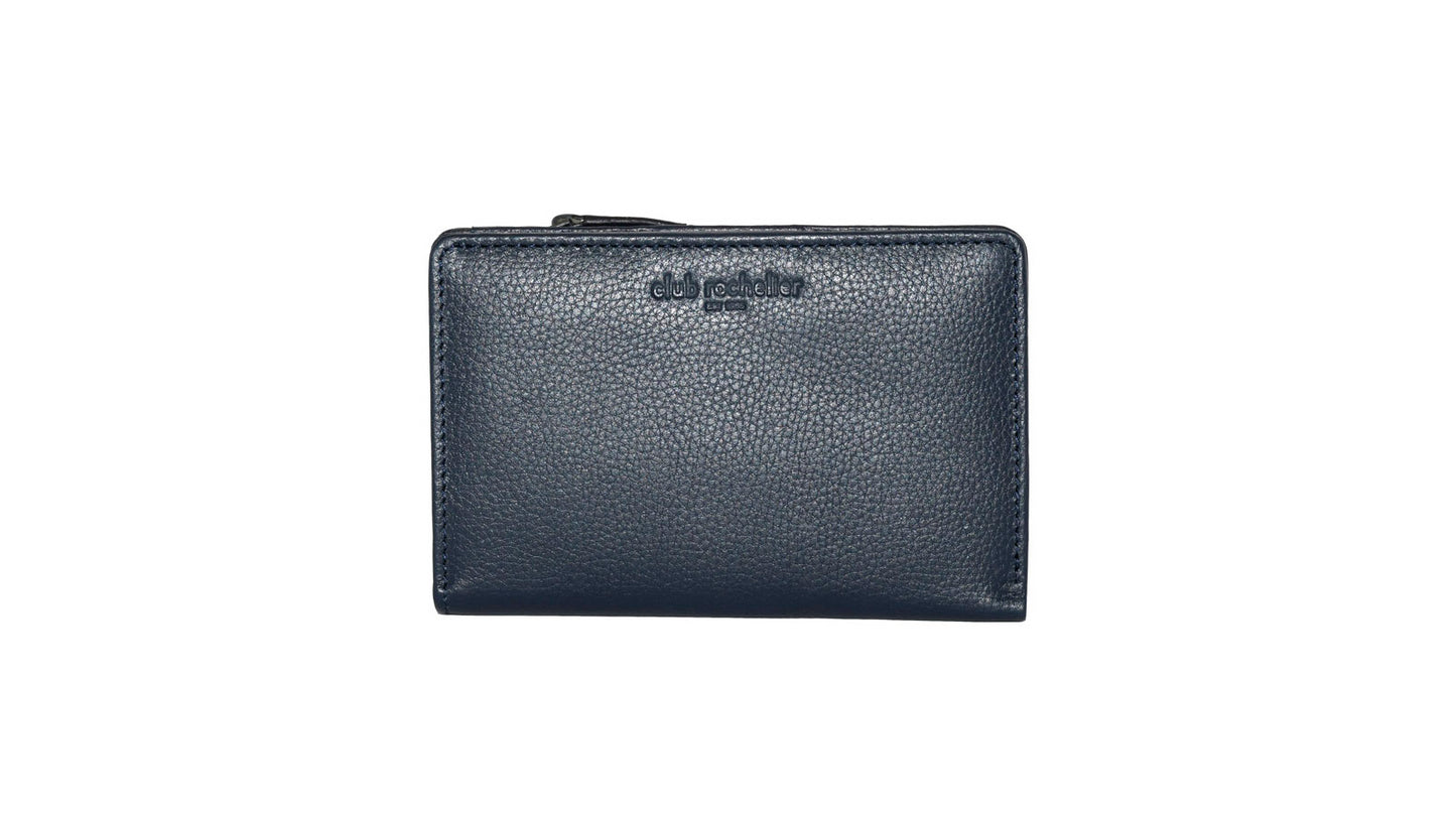 Club Rochelier Ladies Full Leather Bifold Wallet Navy