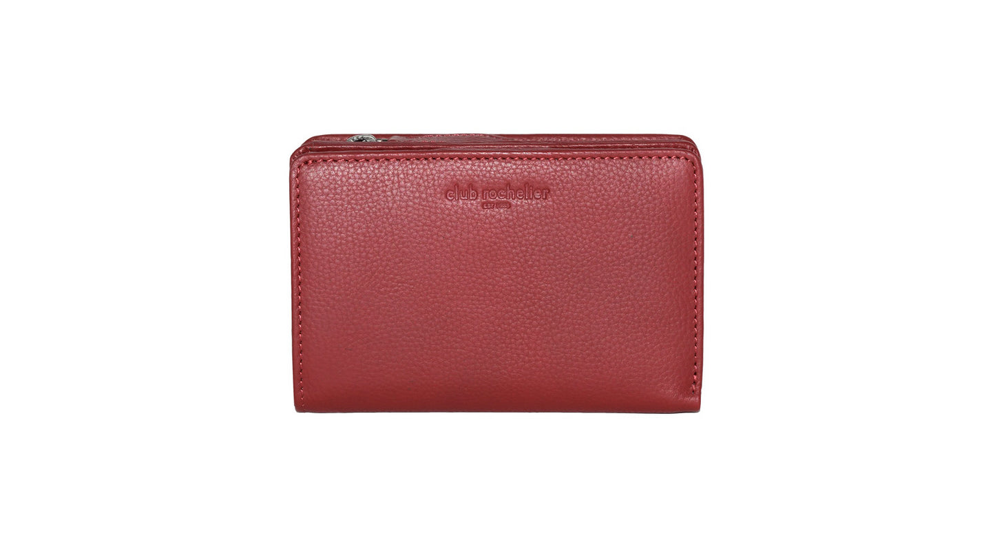 Club Rochelier Ladies Full Leather Bifold Wallet Red