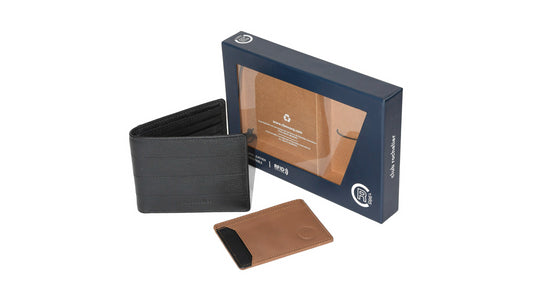 Club Rochelier Men's Billfold with Removable Card Holder Black and Tan Combo