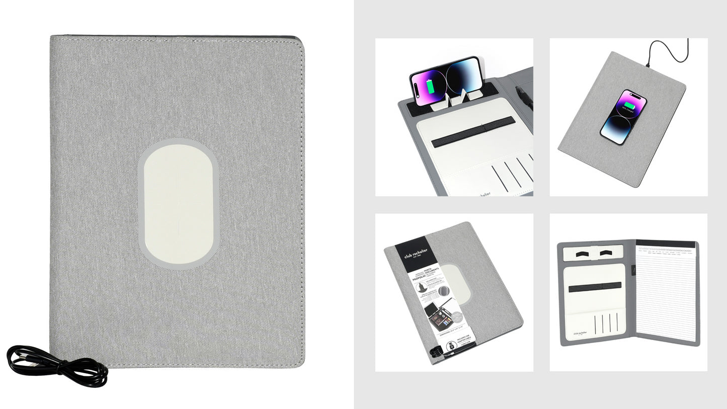 Club Rochelier Wireless Charging Padfolio Grey