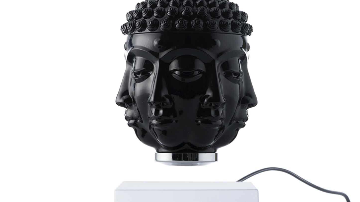 LevitatingX  Decor: Gravity-Defying Decor White - Wired - Black - Buddha