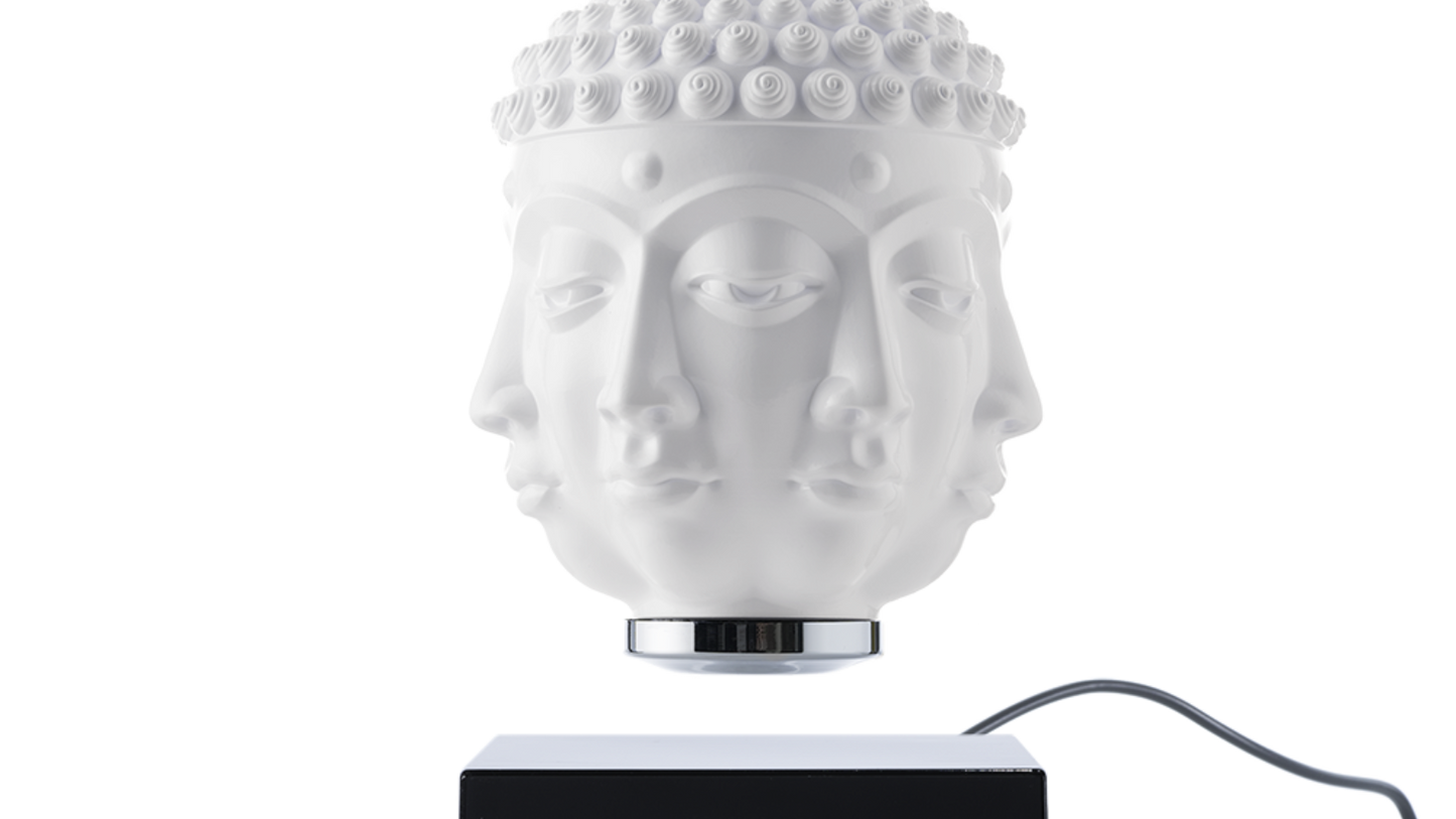 LevitatingX  Decor: Gravity-Defying Decor Black - Wired - White - Buddha