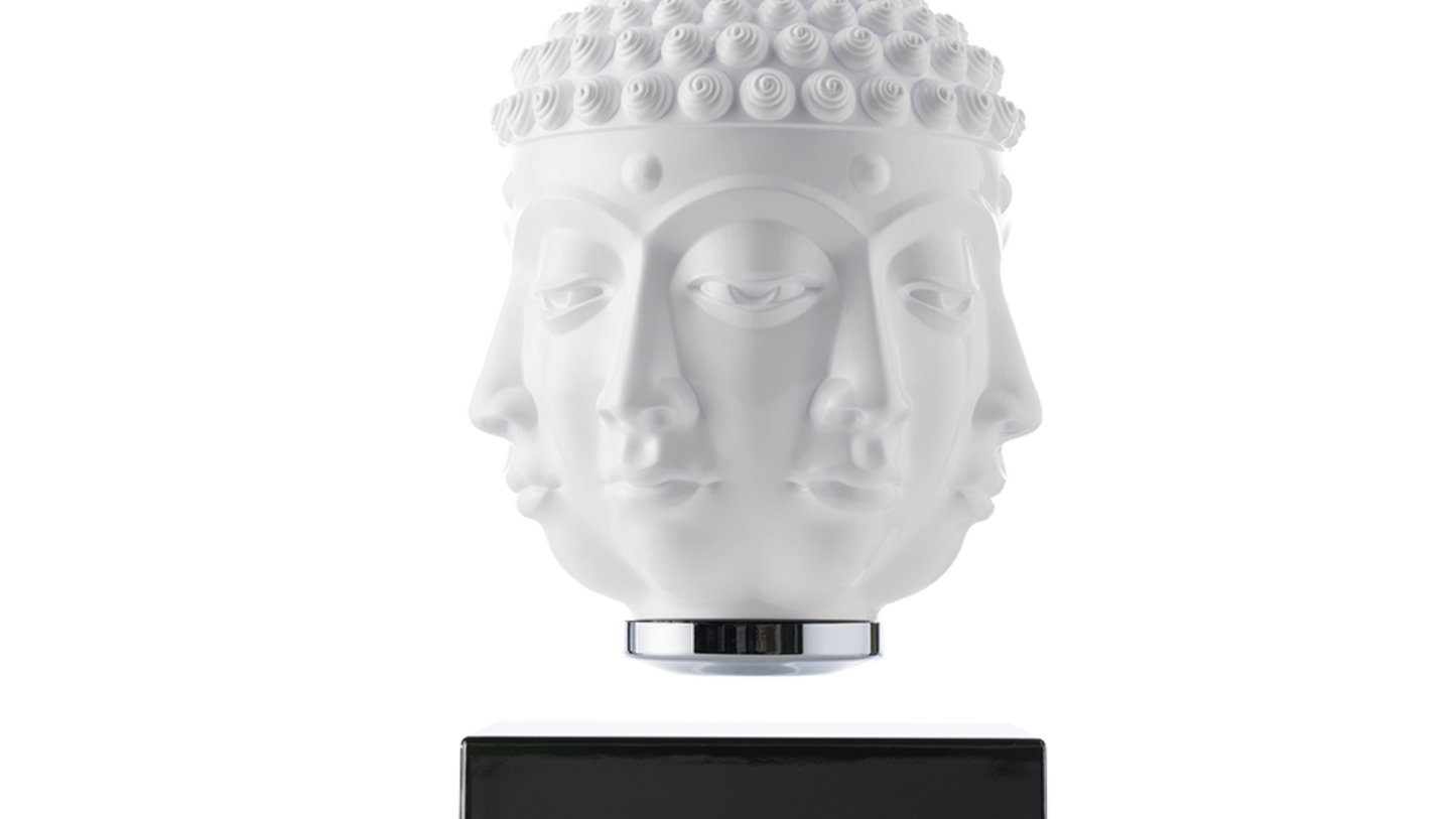 LevitatingX  Decor: Gravity-Defying Decor Black - Wireless - White - Buddha