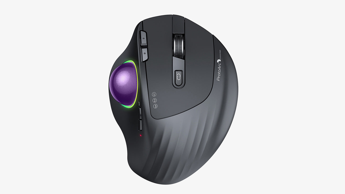 ProtoArc EM01 Advanced Wireless RGB Trackball Mouse Purple Ball