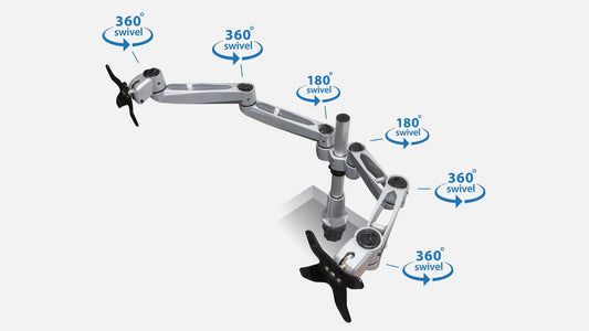 Mount-It! Heavy Duty Articulating Dual Monitor Desk Mount Silver