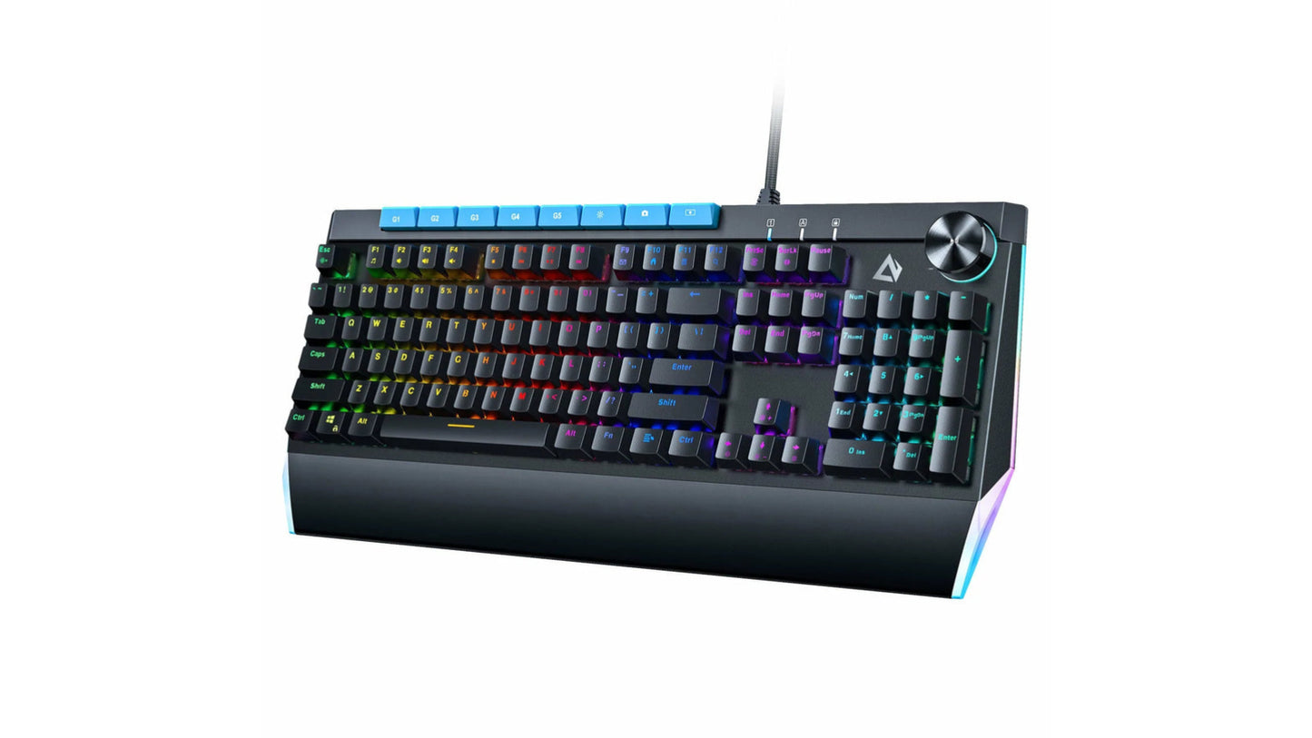 Racktodoor Mechanical Keyboard Blue Switches 104key KM-G17: With Volume Control Button Black