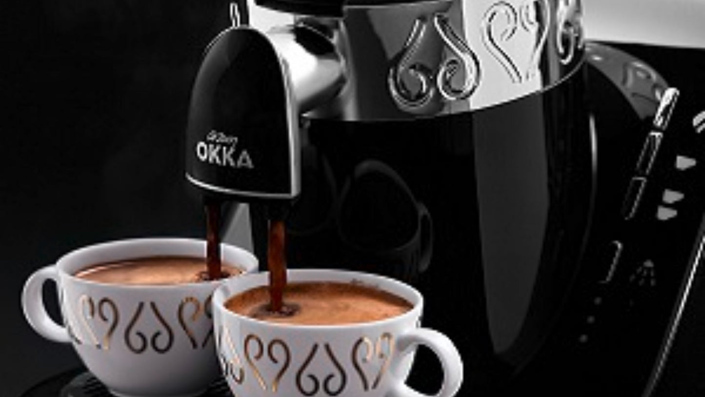 Arzum Okka Automatic Turkish Coffee Machine: Direct-to-cup automatic Turkish Coffee machine Black with Silver trim