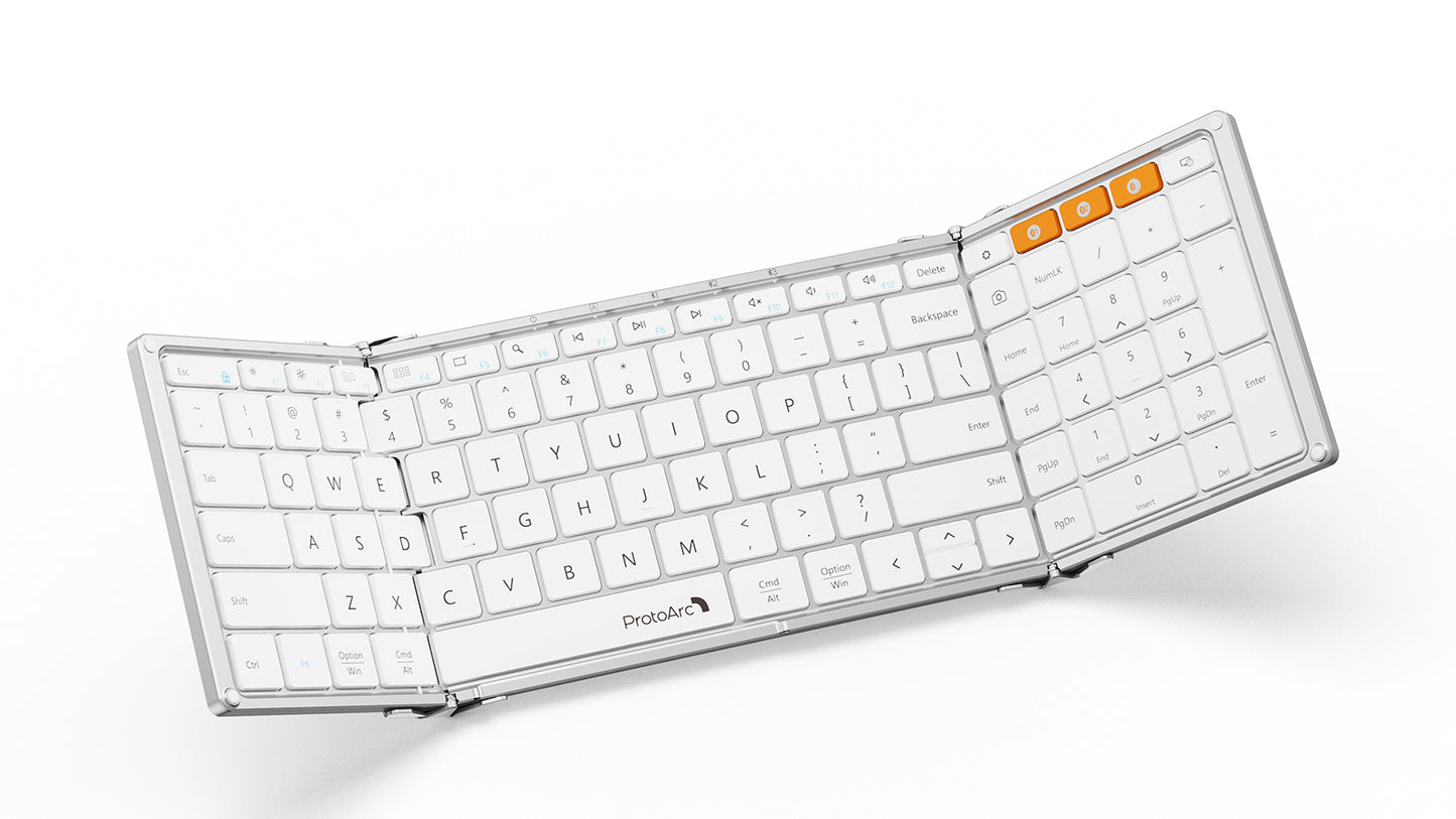 ProtoArc XK01 Tri-Fold Bluetooth Keyboard White Silver