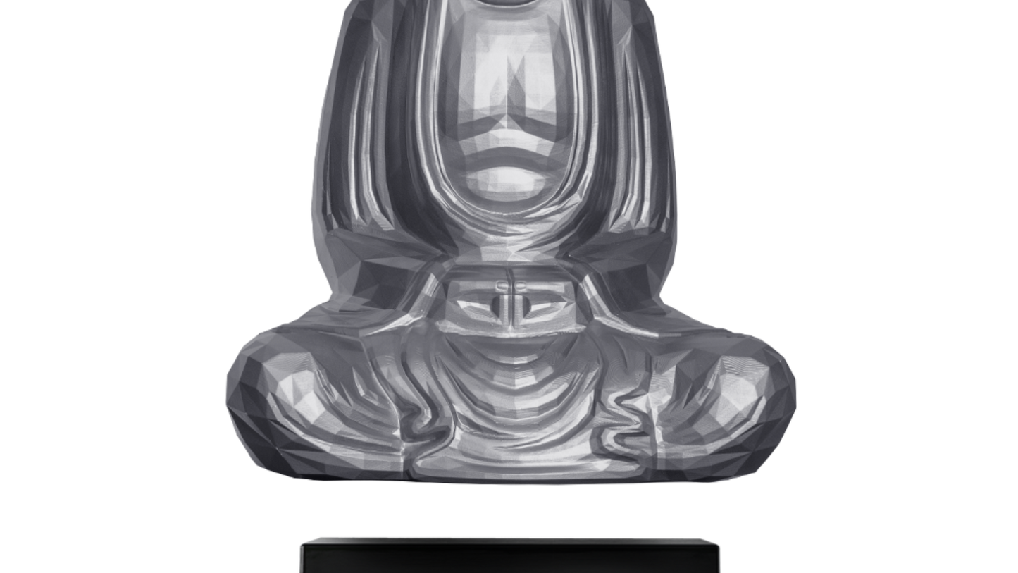 LevitatingX  Sculptures: Gravity-Defying Art Silver - Sitting Buddha